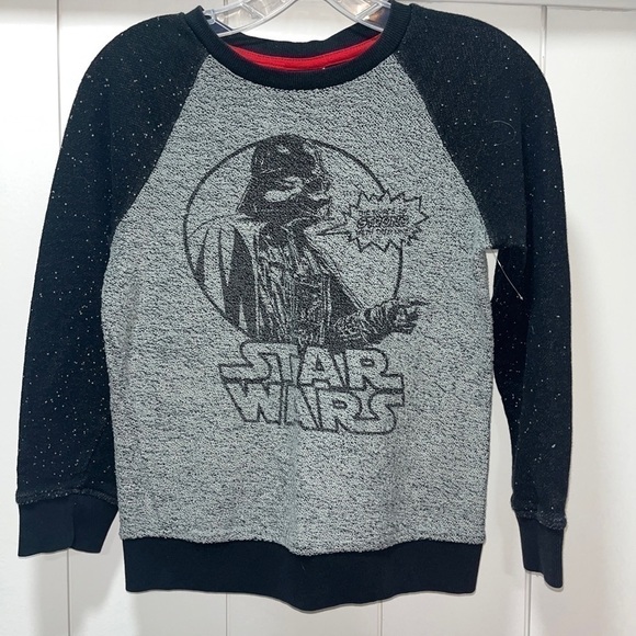 STAR WARS Boys Medium Darth Vader Sweatshirt Black Gray - Picture 2 of 4